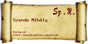 Szende Mihály névjegykártya